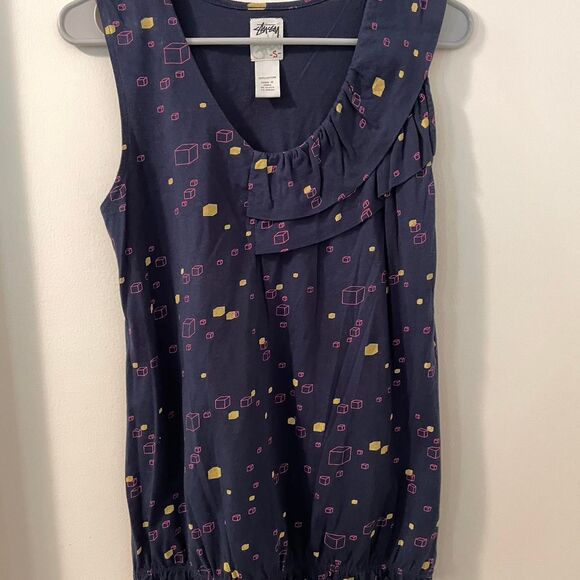 Vintage Stussy Women's Navy and Blue Blouse from the 00's - Picture 1 of 6